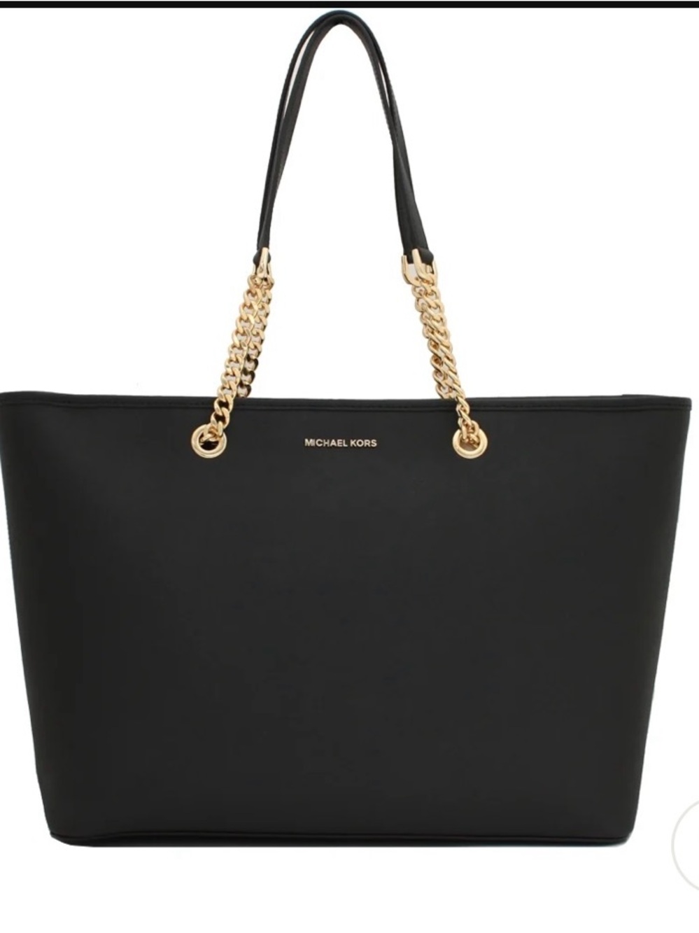 Michael Kors large Jet Set Black Tote with Gold Chain Straps